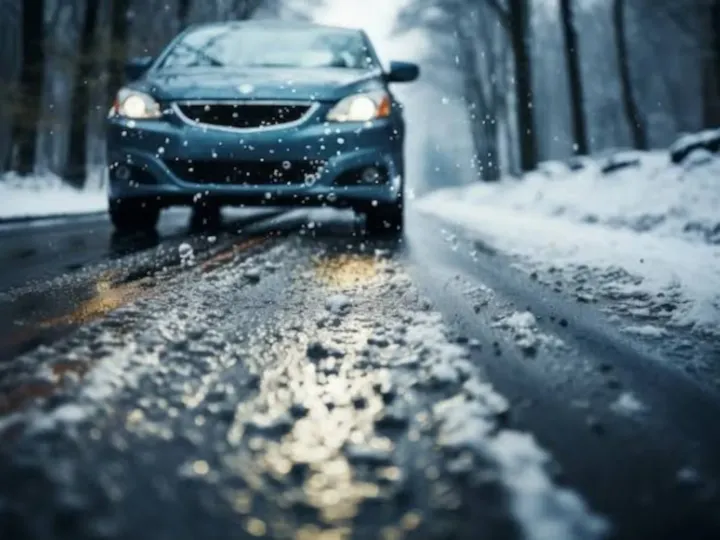Imagens de carro na pista no frio e chuva