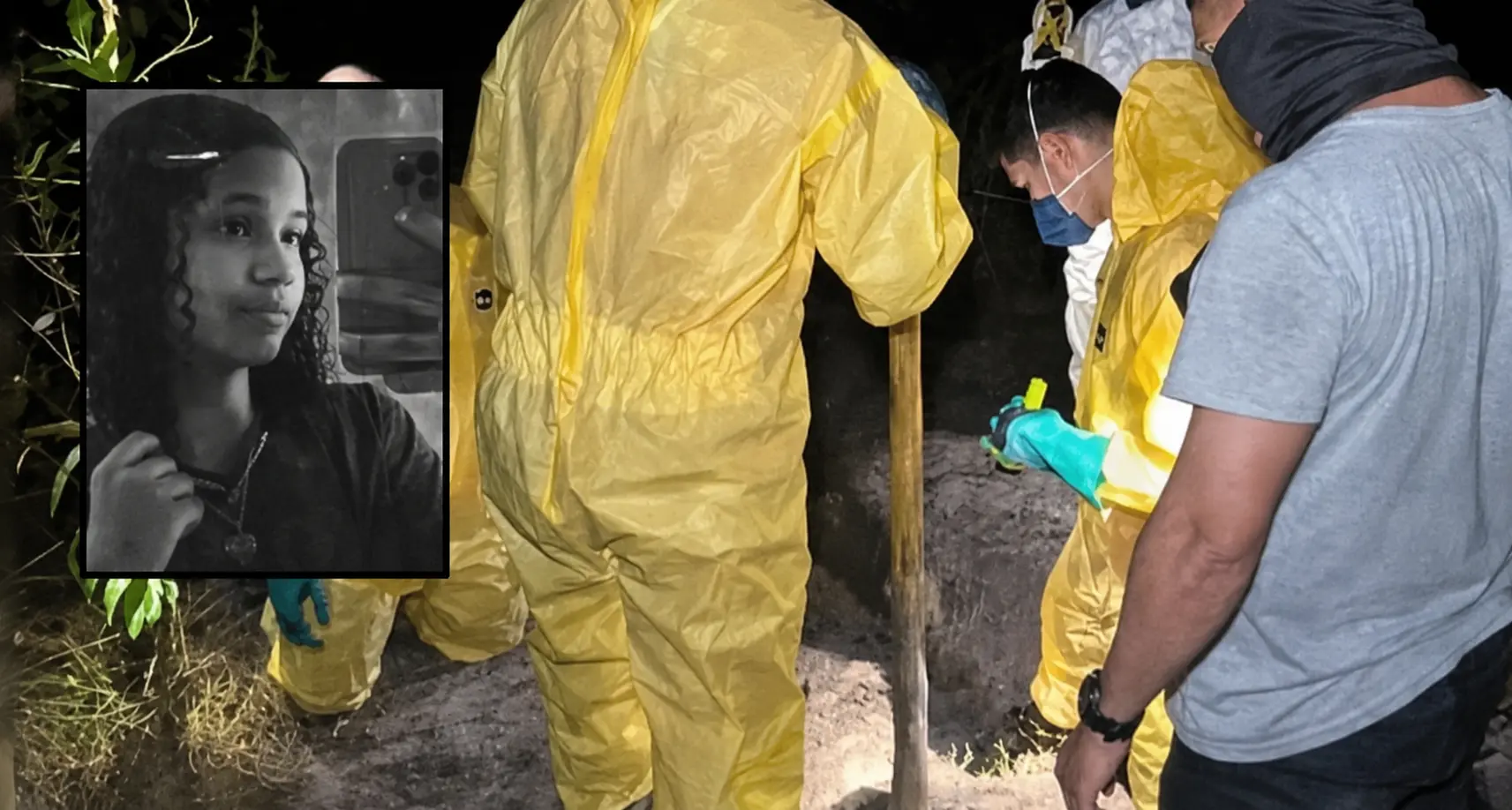 Claudia Geovana Dourado de Oliveira, de 14 anos, e equipes durante buscas em área de mata em Mato Grosso