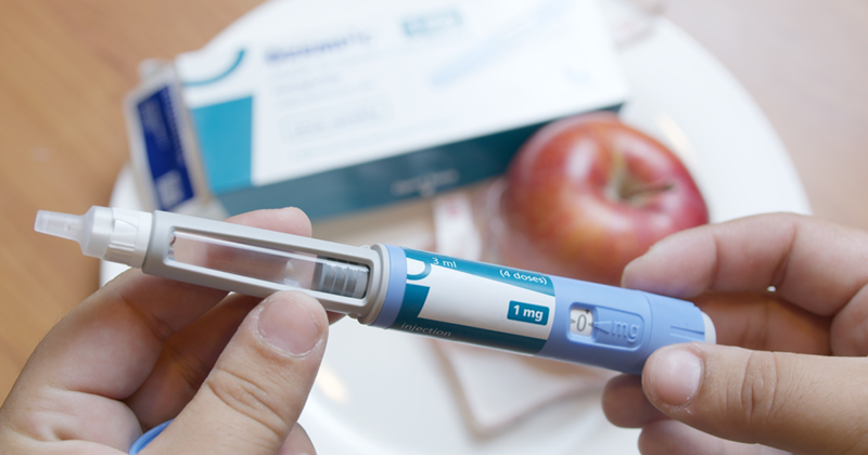 Caneta injetável de semaglutida, medicamento utilizado no tratamento do diabetes tipo 2