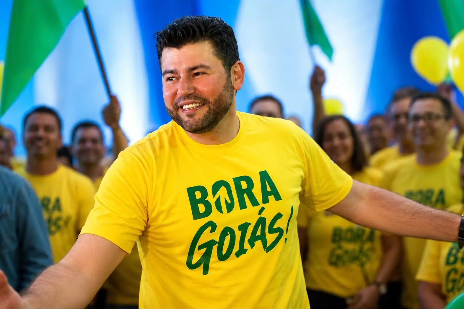 Amilton Filho durante convenção partidária que homologou sua candidatura à reeleição para deputado estadual em Goiás.