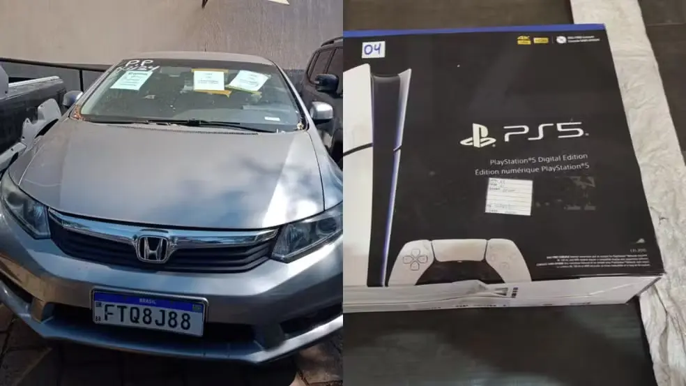 Carro e PlayStation 5 disponíveis em leilão eletrônico da Receita Federal.
