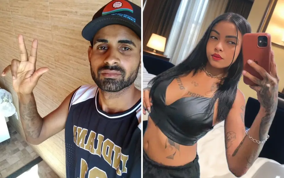 Montagem mostra homem que morreu a facadas e mulher investigada pelo homicídio em Ribeirão Preto.