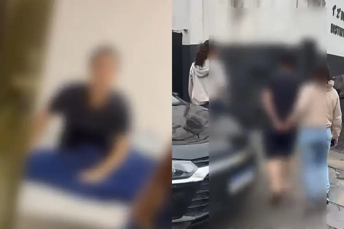 Montagem com imagens desfocadas mostra um homem sentado, à esquerda, e pessoas próximas a um veículo, à direita.